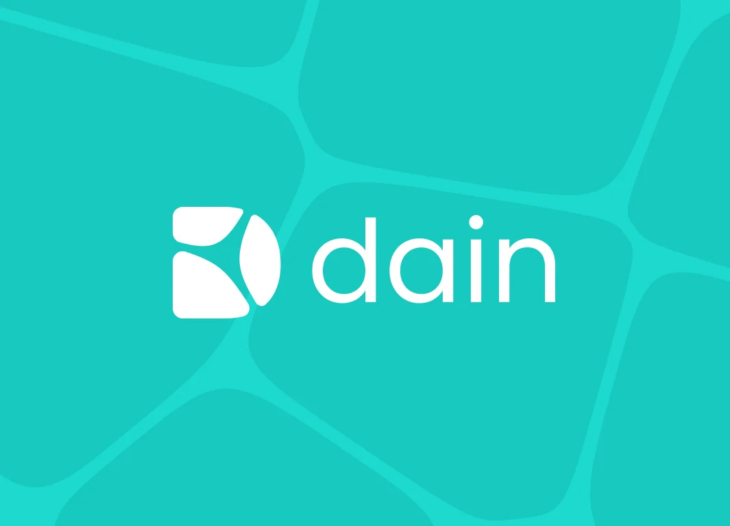 DAIN logo on turquoise background